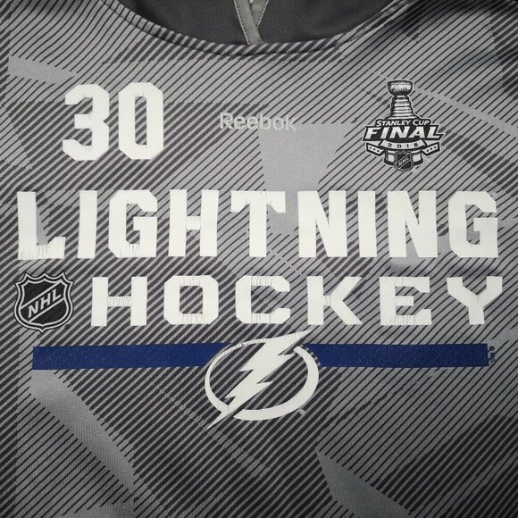 Reebok Center Ice Men's Size Medium Grey Lightening Hockey #30 Play Dry Hoodie - Picture 7 of 11